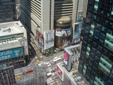 View from our room into Times Square