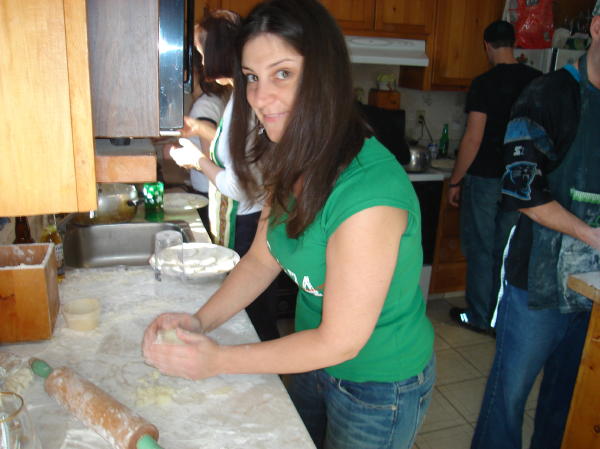 Like Shannon, you kneed the potatoes and flour together adding a little bit of flour at a time