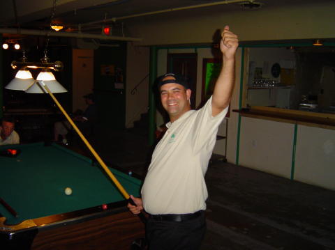 Sean winning at pool