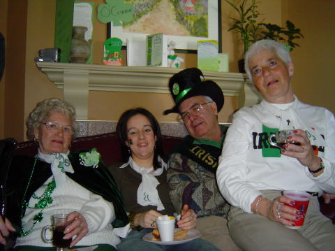 The queen and her court. Too much Irish coffee, Nora?