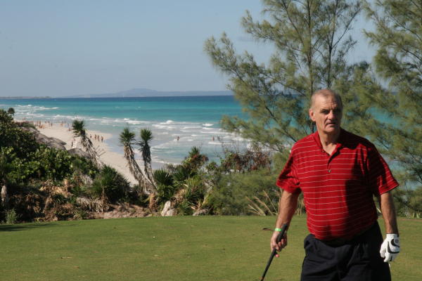 The 8th tee - 174 yards into the wind (always)
