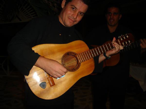 A modified 6 string guitar