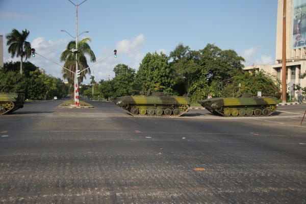 Tanks crossing the street in preparation for the big event (Dec 2)