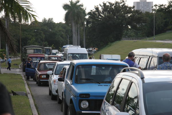 This is the traffic jam caused by the tanks