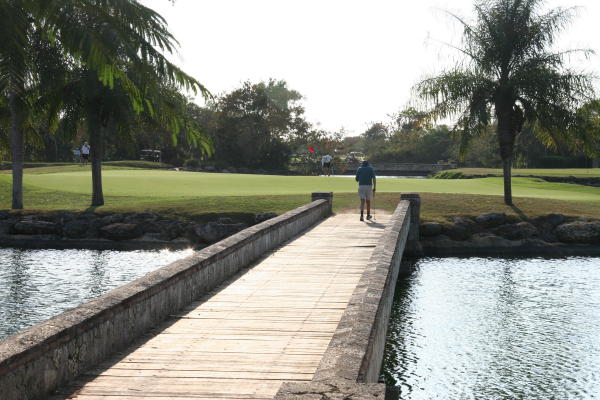 Going to the 15th hole island green - and almost exact copy of 17 at Sawgrass