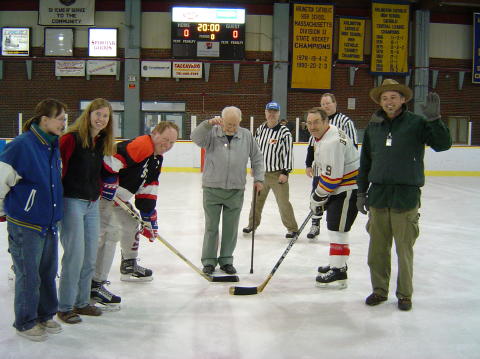 and dropping the puck for the official face off